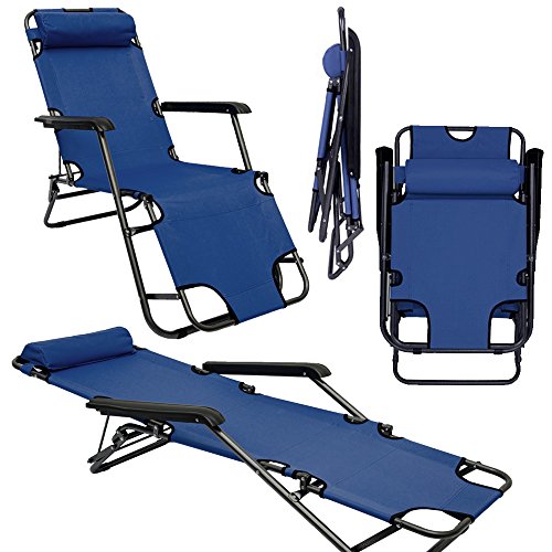 Campingliege | Campingstuhl | Liegestuhl für Camping | Strandliege | Blaue Campingliege | Liegestuhl für Garten | Liegestuhl für Camping | 